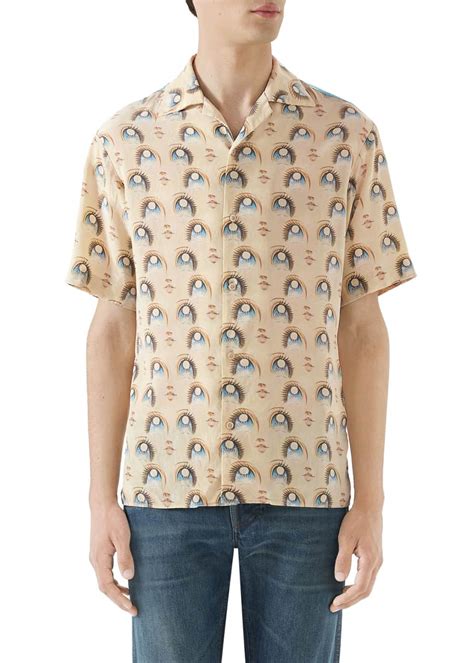 gucci mens anime graphic short-sleeve silk shirt|Gucci Men's Anime Graphic Short.